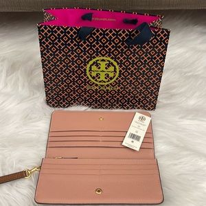 Tory Burch Blake Color Block Slim Wristlet Envelope Cortada/Pink Moon